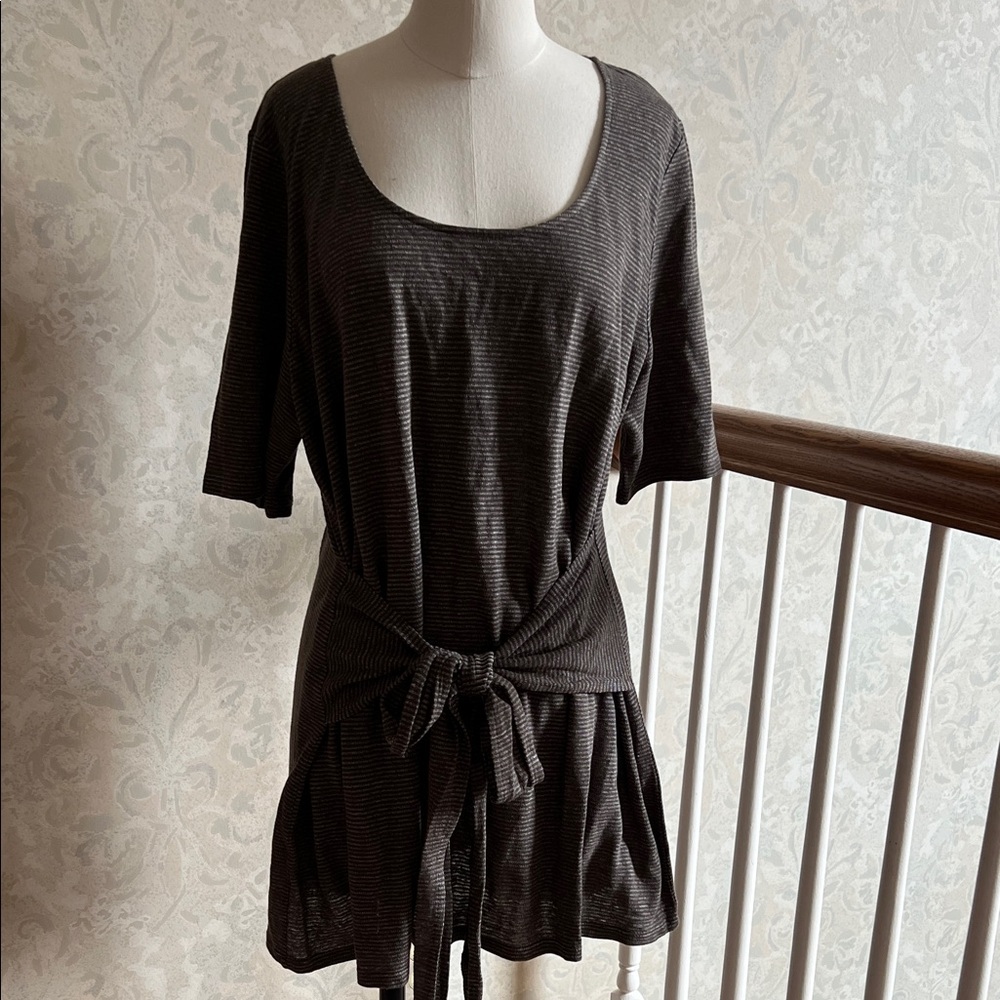 J. Jill Charcoal Striped Tunic with Tie-Front